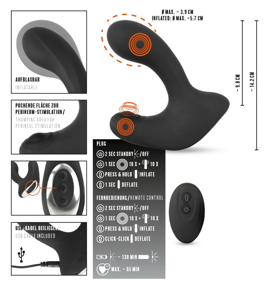 Rebel Men's Gear RC Butt Plug With 3 Functions By Rebel - Wireless Remote Control 3 Motors For Intense Anal Pleasure 12 Rebel Men's Gear RC Butt Plug With 3 Functions By Rebel - Wireless Remote Control 3 Motors For Intense Anal Pleasure - Afbeelding 10