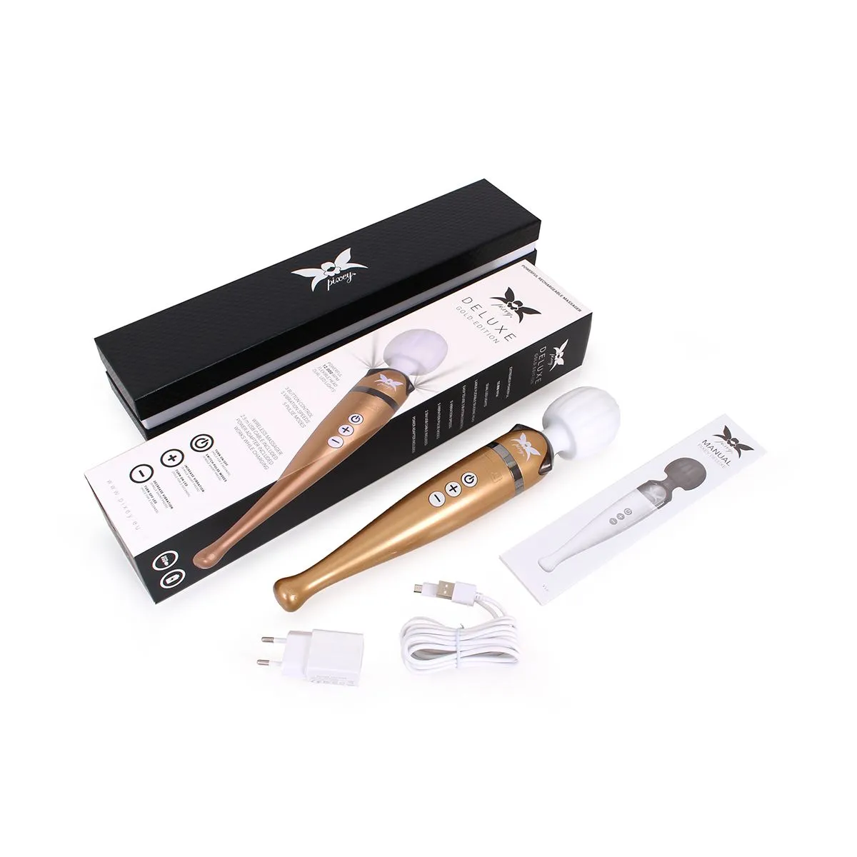 Pixey Massage Wand Pixey Deluxe Gold Edition Gold Edition - Oplaadbare Draadloze Massager Wand 8 Pixey Massage Wand Pixey Deluxe Gold Edition Gold Edition - Oplaadbare Draadloze Massager Wand - Afbeelding 6