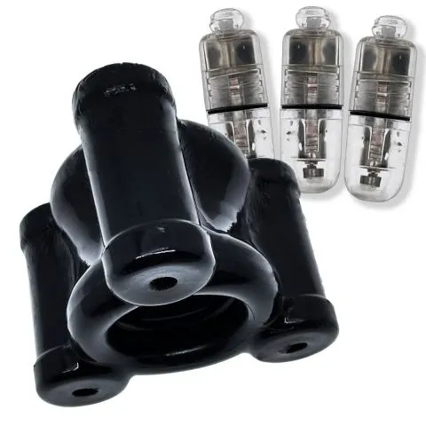 Zwarte - TPR - Buzz Squeeze Vibrerende Ballstretcher Van Oxballs 4 Zwarte - TPR - Buzz Squeeze Vibrerende Ballstretcher Van Oxballs - Afbeelding 2