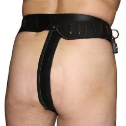 Saxos BDSM Toys Zwart Lederen Kuisheidsslip Met Afsluitbare Taille-gordel Van Saxos -Sextoys voor hem Verkoop cb belt