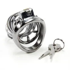 Stalen Kuisheidskooi Met Optionele Spike Ring Van MAE-Toys -Sextoys voor hem Verkoop mae sm 074l 02 1