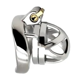 MAE-Toys Polished Stainless Steel Micro Chastity Cage With Cylinder Lock