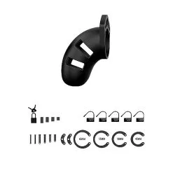 ManCage Chasitty Device Mancage Model 20 - Chastity - 3.5' - Silicone Cock Cage - Zwart -Sextoys voor hem Verkoop showpicture 3 1 8